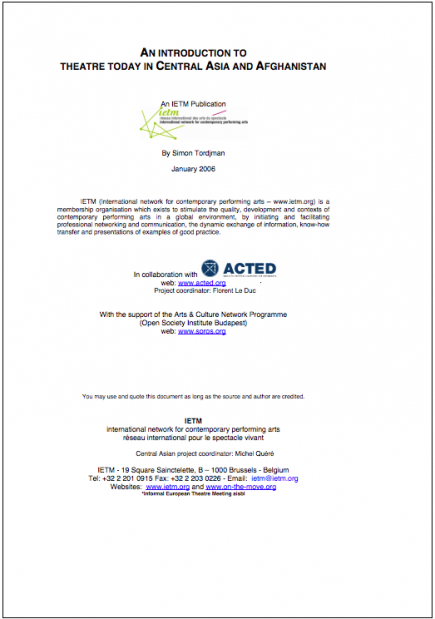 Configure An Introduction to Theatre in Central Asia and Afghanistan