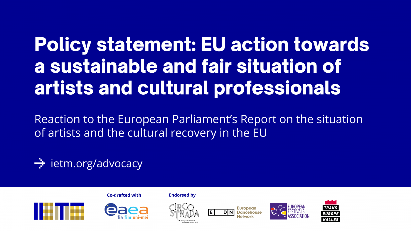 Policy statement: EU action towards a sustainable and fair situation of artists and cultural professionals