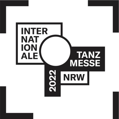 Logo internationale tanzmesse nrw, a circle with black and white squares containing the words internationale, tanzmesse, nrw, 2022