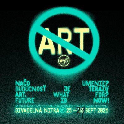 Visual for Divadelná Nitra's 35th edition, "Future is Now" — by Tomáš Vicen