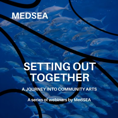 The title of the project on a background of blue underwater landscape