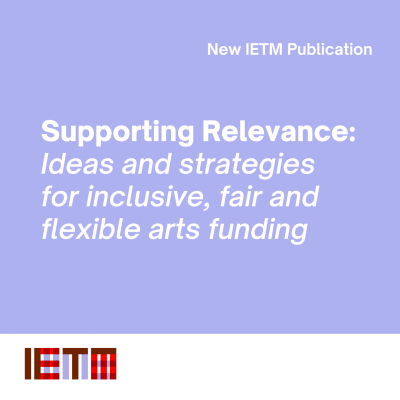 Square cover with the title "Supporting Relevance: Ideas and strategies for inclusive, fair and flexible funding" on a purple background