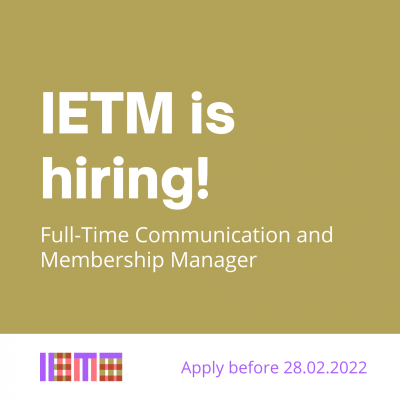 Thumbnail displaying "IETM is hiring! Communication and Membership Manager" in white on a golden background