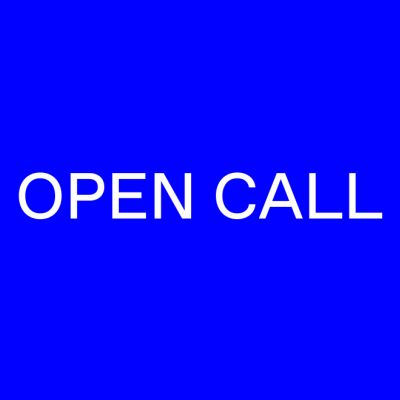 OPEN CALL on blue background